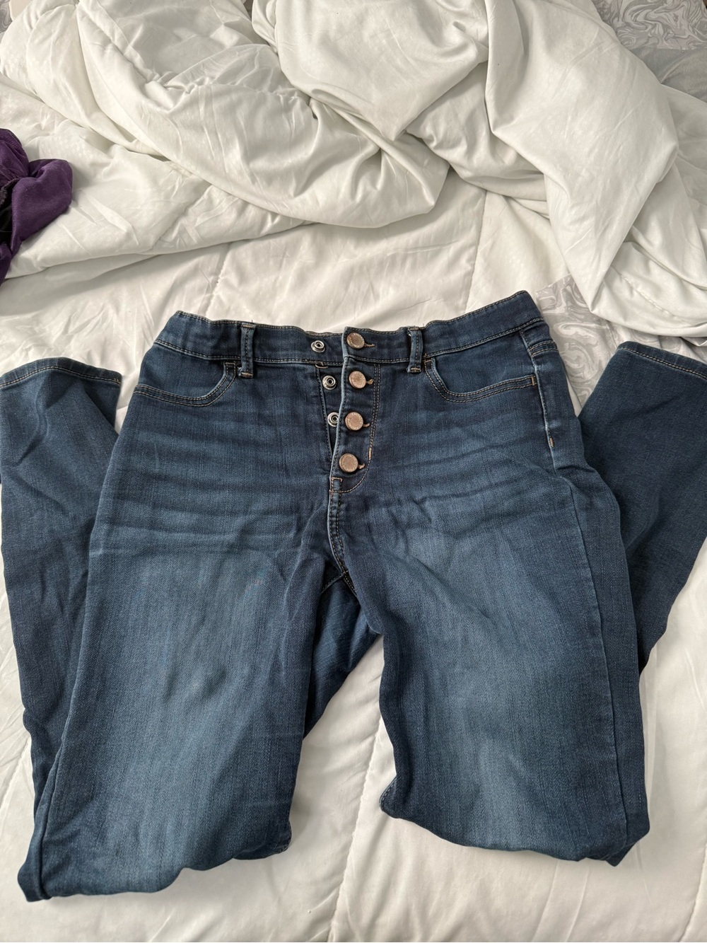 Jordache Women's Skinny Button-Fly Jeans in Dark Blue